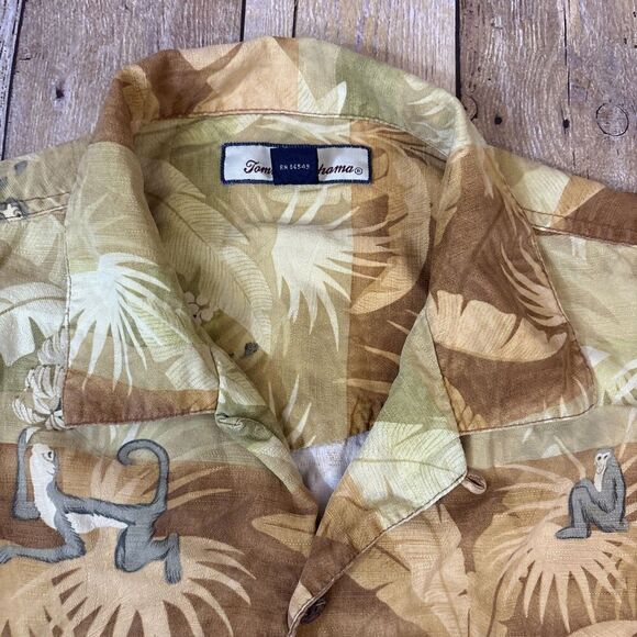 Tommy Bahama Silk Hawaiian Shirt Floral Monkeys Mens Medium - Picture 8 of 15